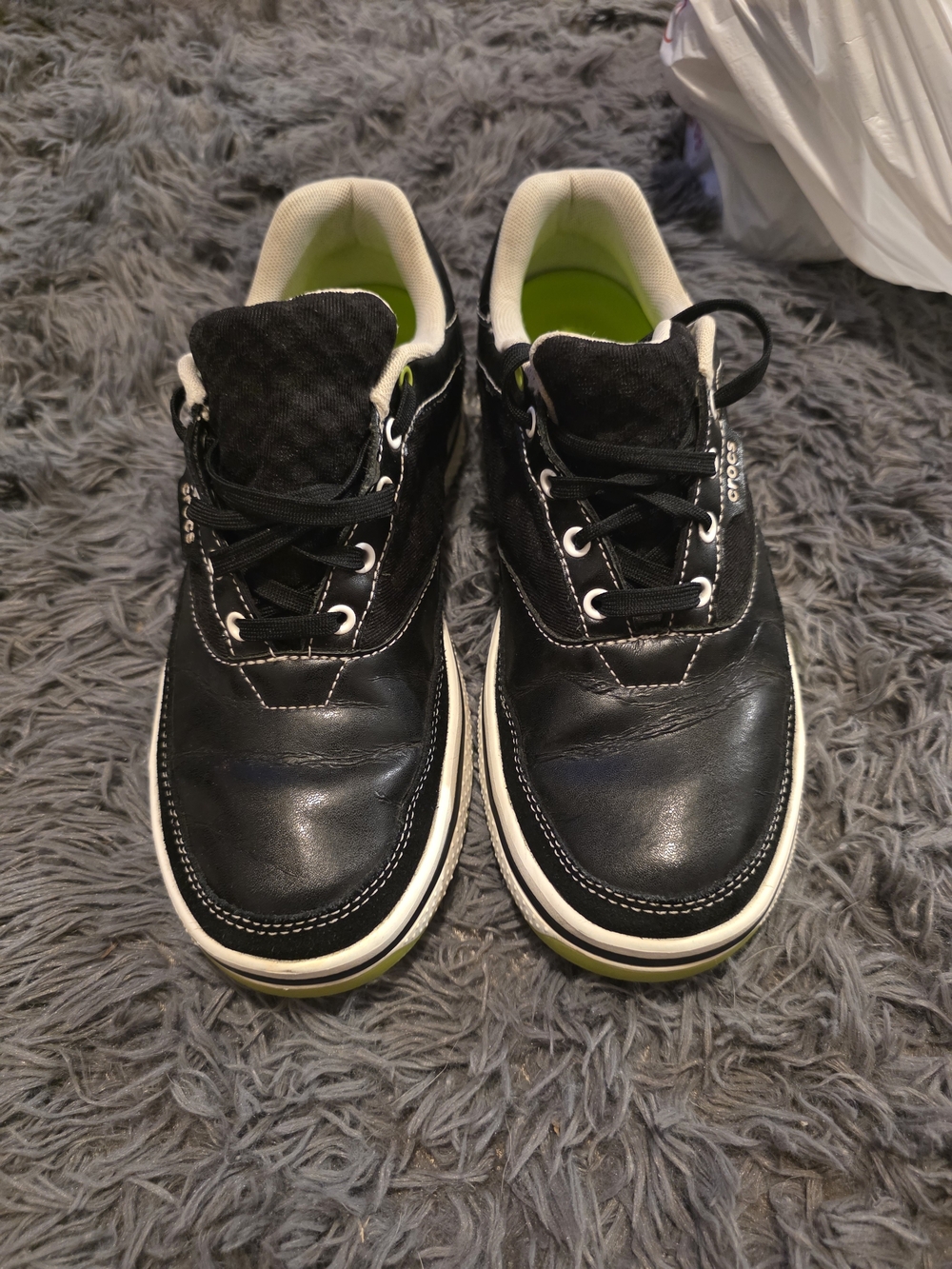 CROCS Men's Black Golf Shoes with Lime Interior